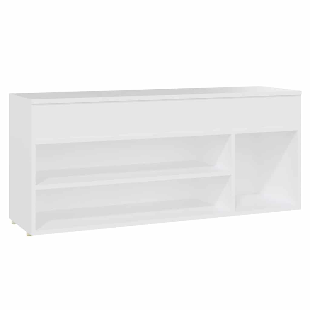 fehér szerelt fa cipőtároló pad 105 x 30 x 45 cm