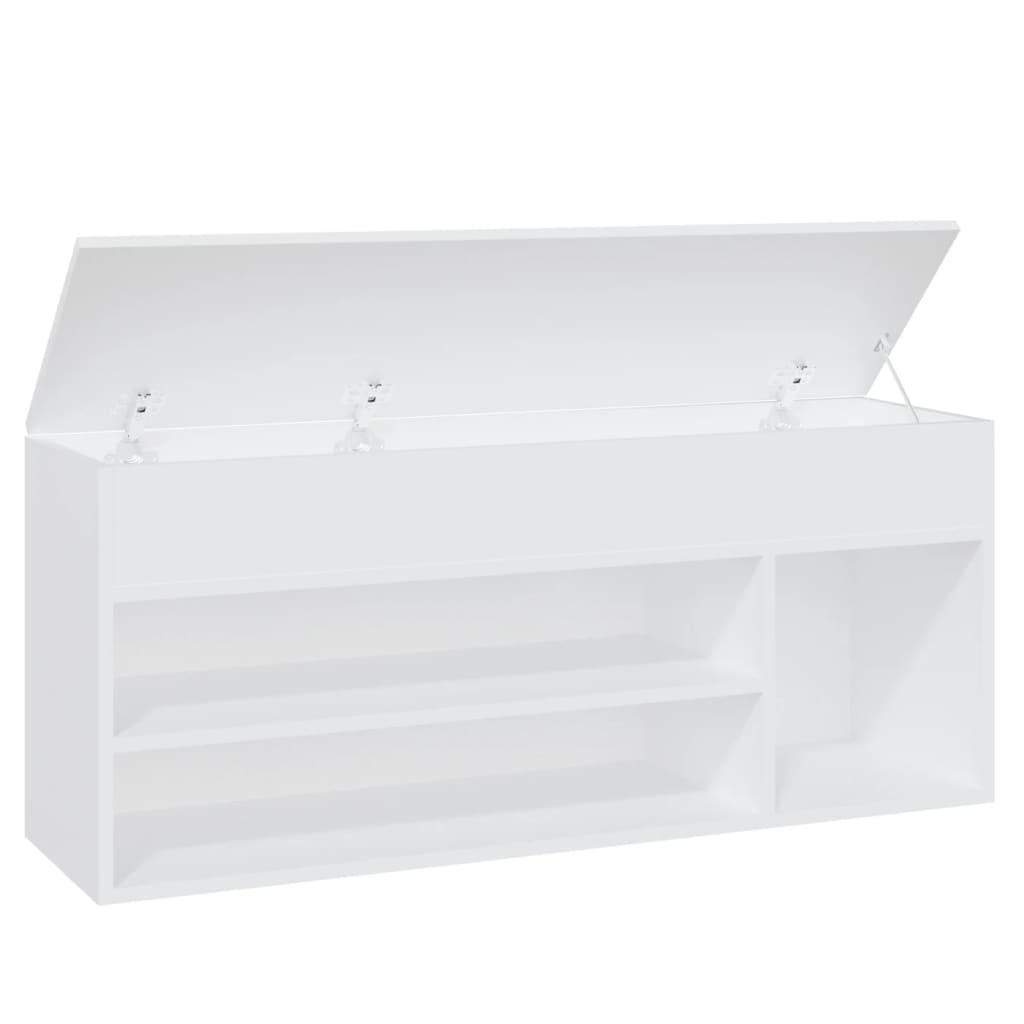 fehér szerelt fa cipőtároló pad 105 x 30 x 45 cm