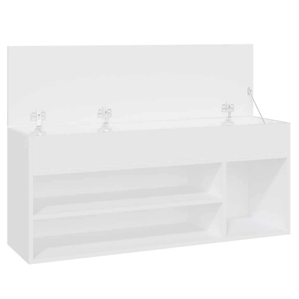 fehér szerelt fa cipőtároló pad 105 x 30 x 45 cm