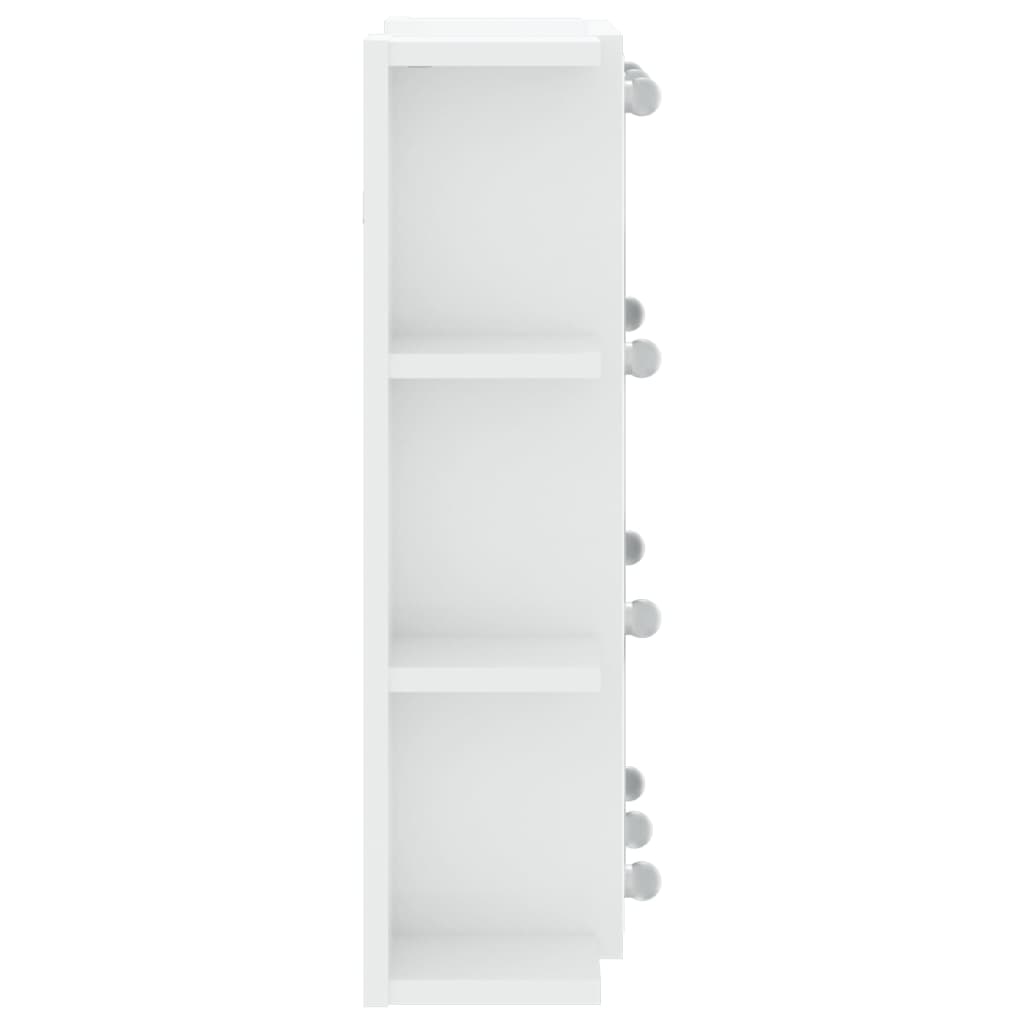 magasfényű fehér tükrös szekrény LED-ekkel 70 x 16,5 x 60 cm