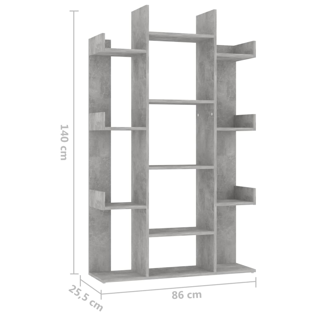 betonszürke szerelt fa könyvszekrény 86 x 25,5 x 140 cm
