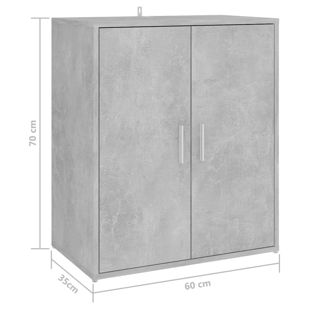betonszürke szerelt fa cipősszekrény 60 x 35 x 70 cm