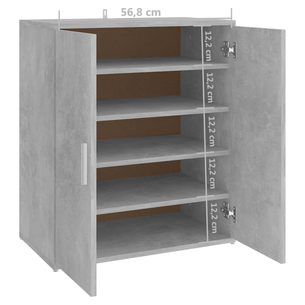 betonszürke szerelt fa cipősszekrény 60 x 35 x 70 cm