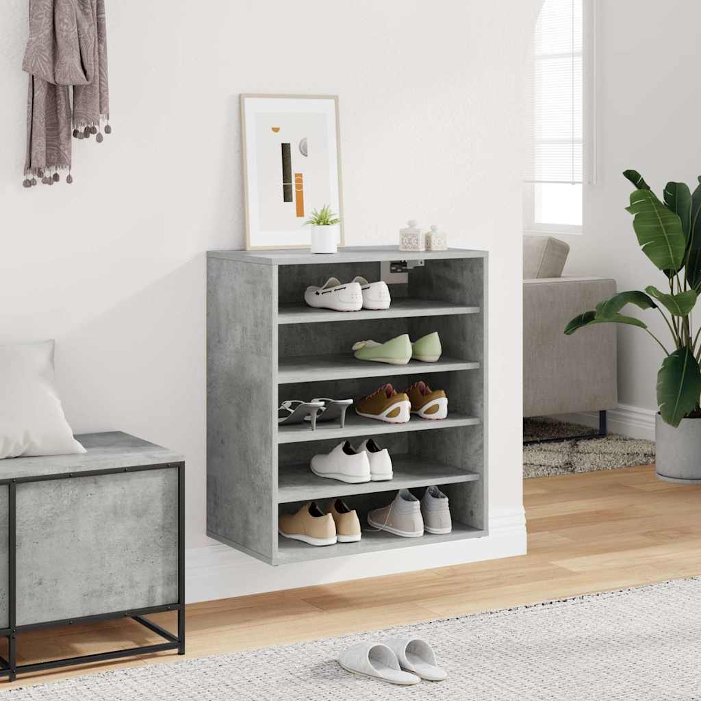 betonszürke szerelt fa cipősszekrény 60 x 35 x 70 cm