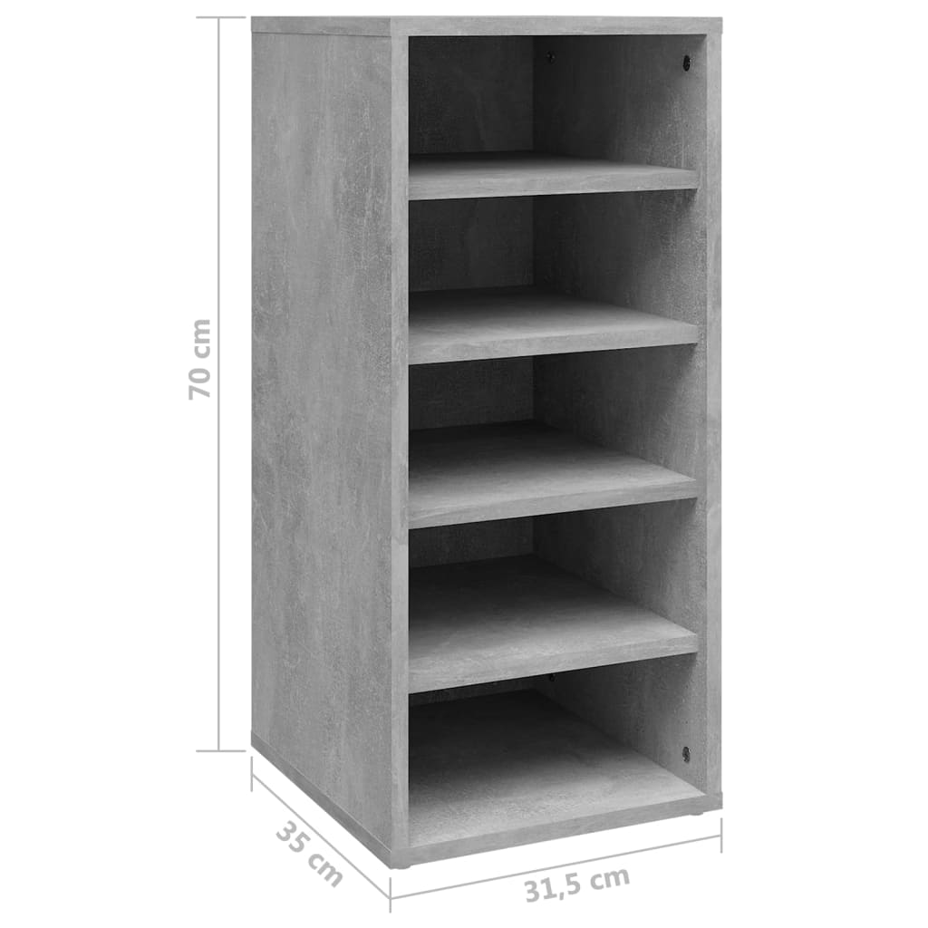 vidaX betonszürke szerelt fa cipősszekrény 31,5 x 35 x 70 cm
