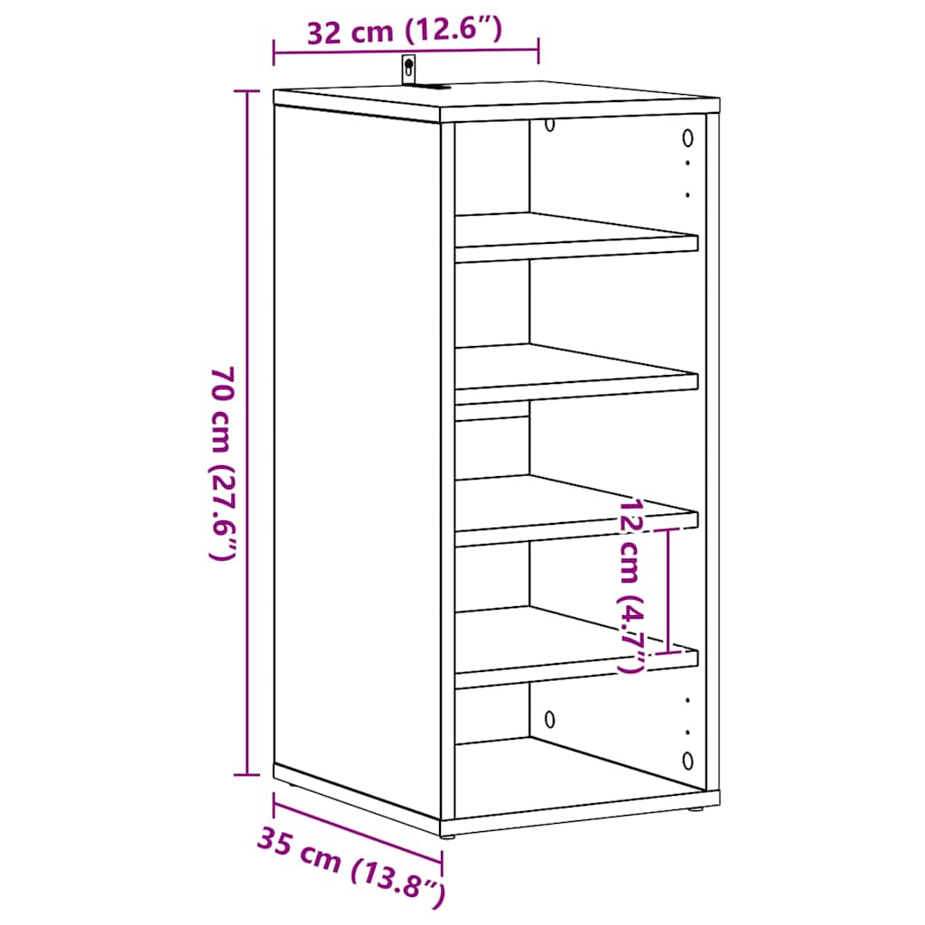 vidaX betonszürke szerelt fa cipősszekrény 31,5 x 35 x 70 cm