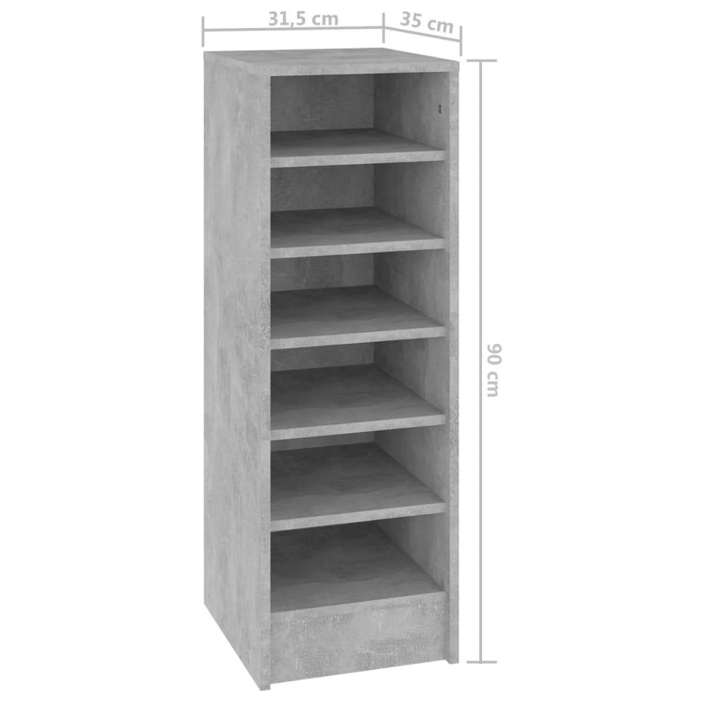 betonszürke szerelt fa cipősszekrény 31,5 x 35 x 90 cm