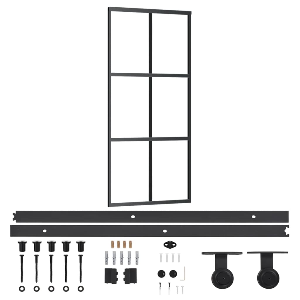ESG üveg és alumínium tolóajtó fémszerelvény-szettel 90x205 cm