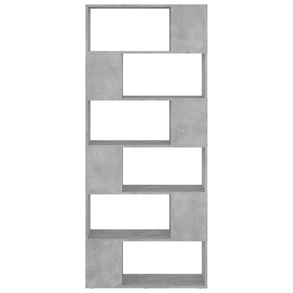 betonszürke térelválasztó könyvszekrény 80 x 24 x 186 cm