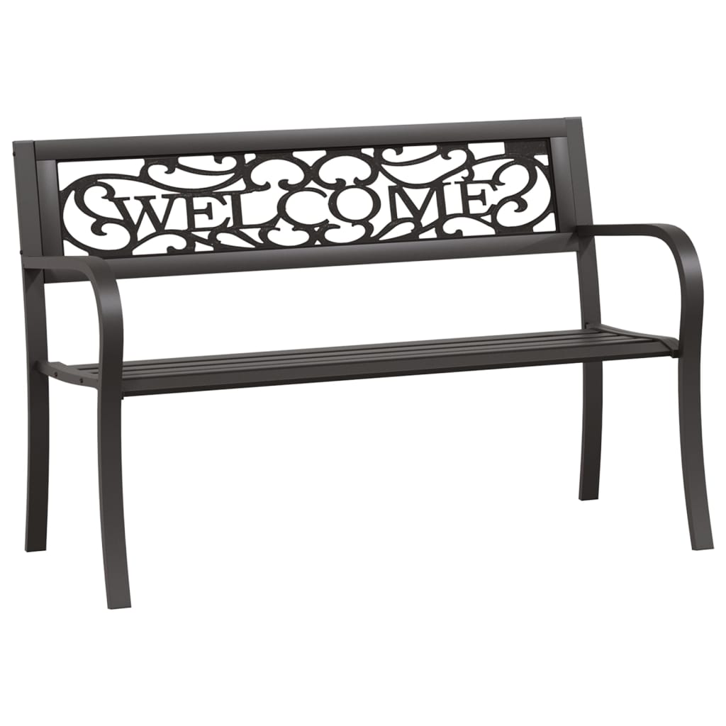 fekete acél kerti pad 125 cm