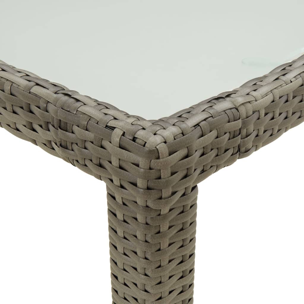 szürke polyrattan és edzett üveg kerti asztal 150 x 90 x 75 cm