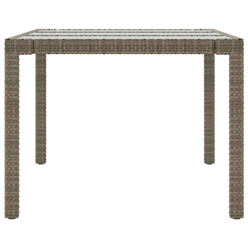 szürke polyrattan és edzett üveg kerti asztal 190 x 90 x 75 cm