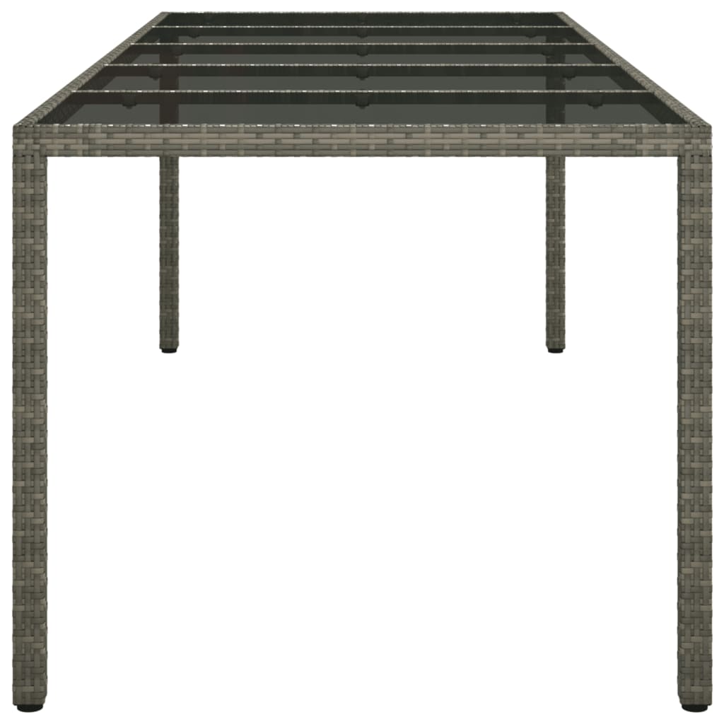 szürke edzett üveg és polyrattan kerti asztal 250 x 100 x 75 cm