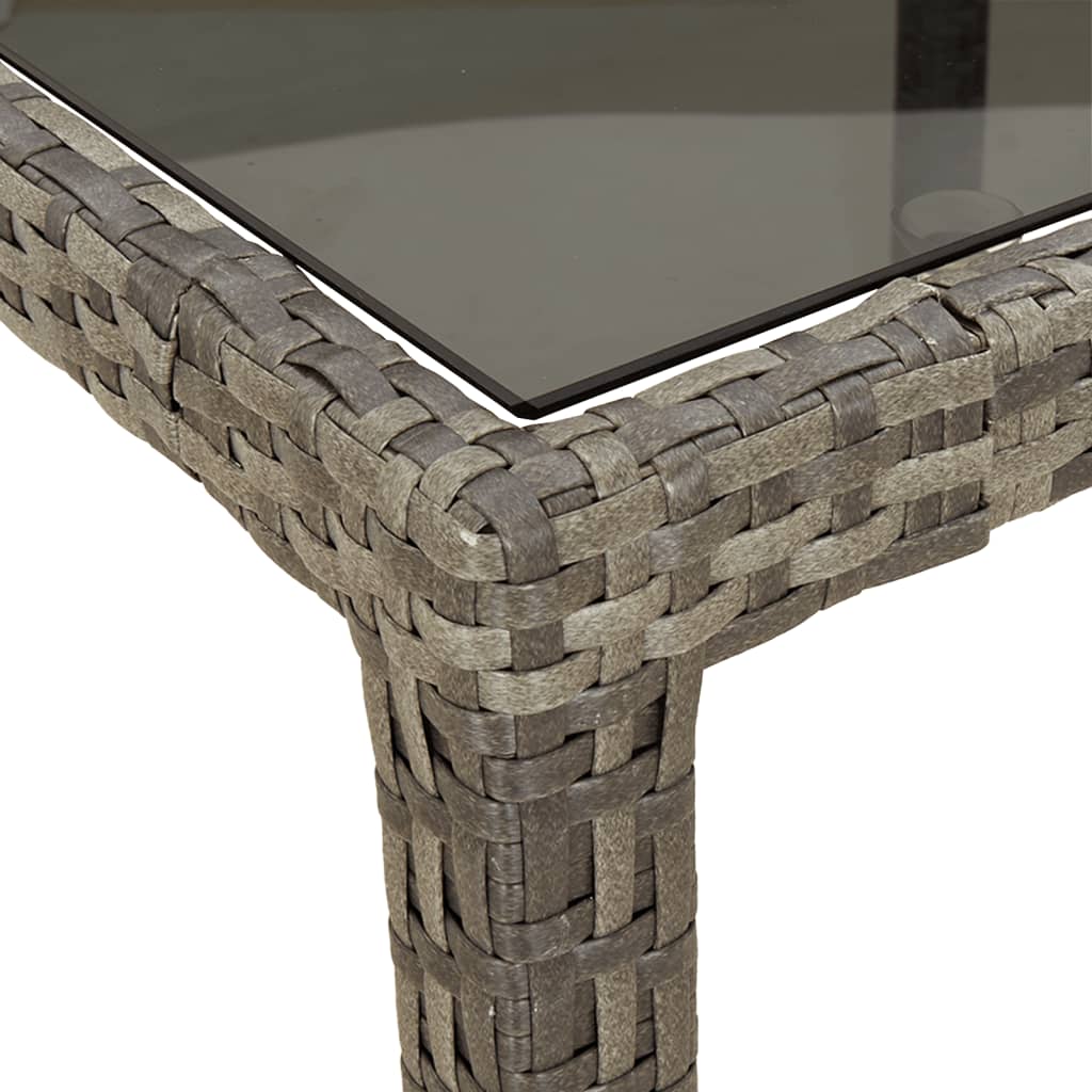 szürke edzett üveg és polyrattan kerti asztal 250 x 100 x 75 cm
