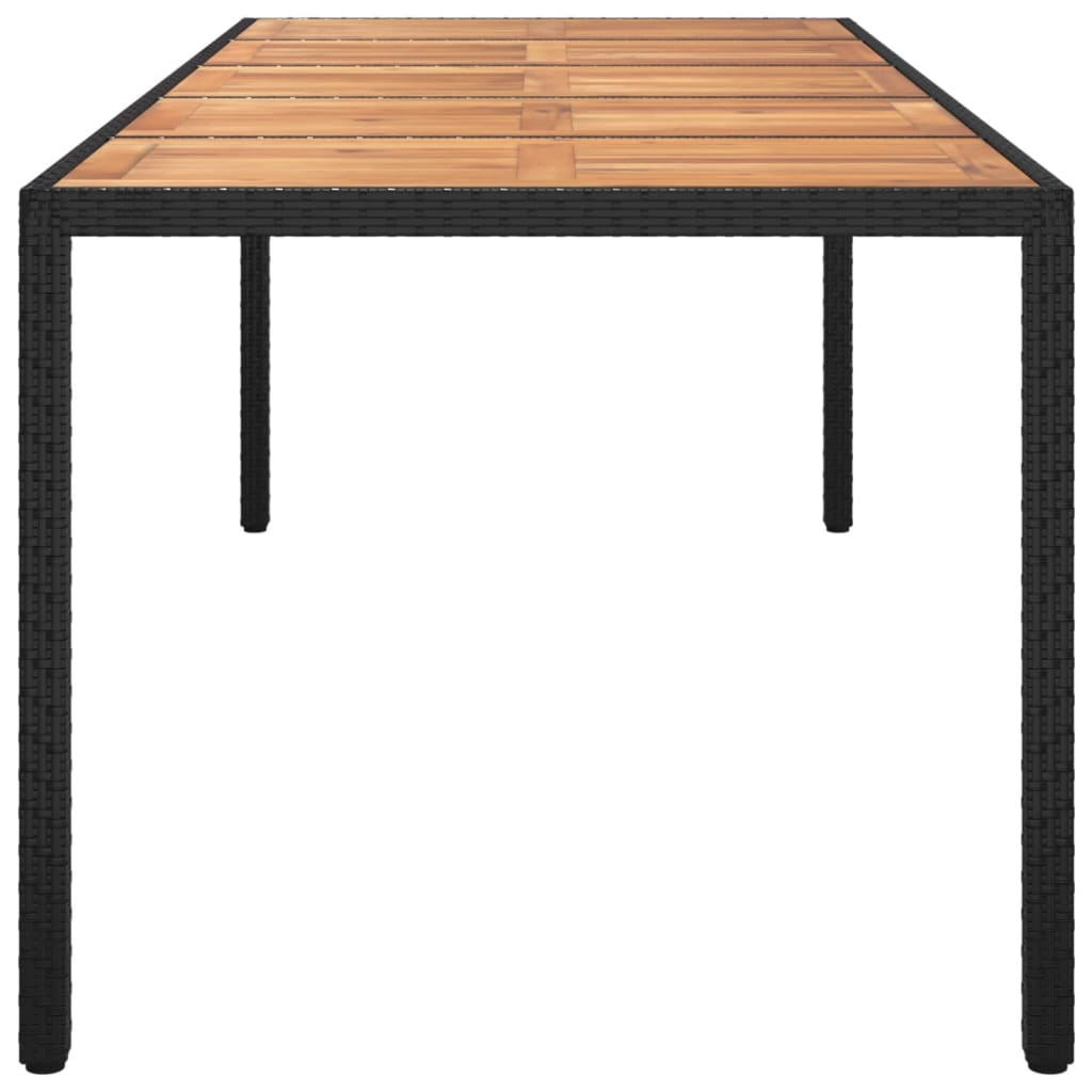 fekete polyrattan kerti asztal 250 x 100 x 75 cm