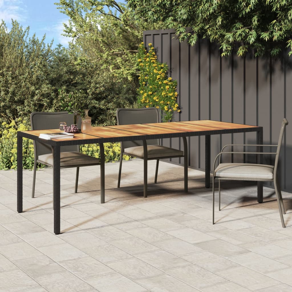 fekete polyrattan kerti asztal 250 x 100 x 75 cm