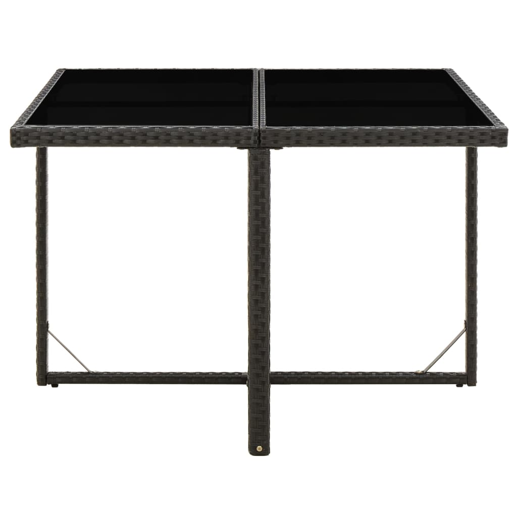 fekete polyrattan és üveg kerti asztal 109 x 107 x 74 cm