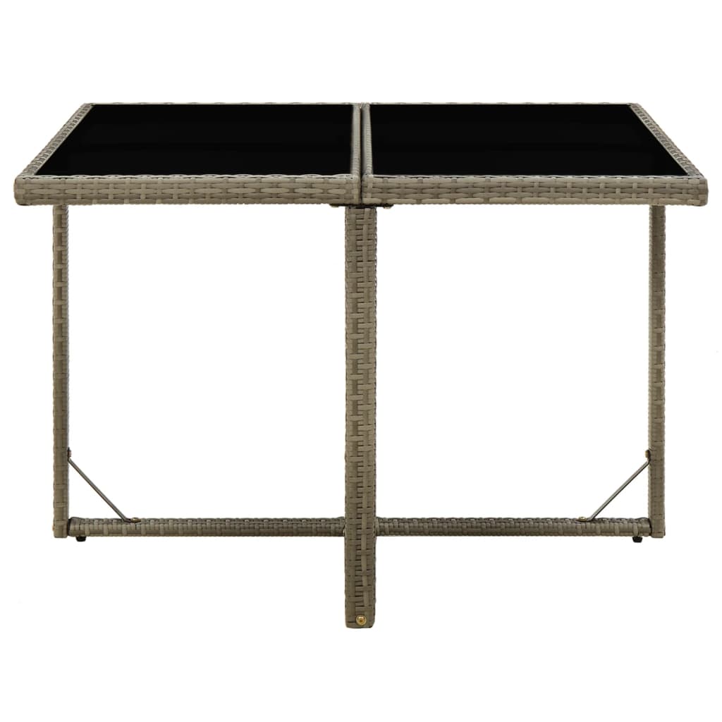 szürke polyrattan és üveg kerti asztal 109 x 107 x 74 cm