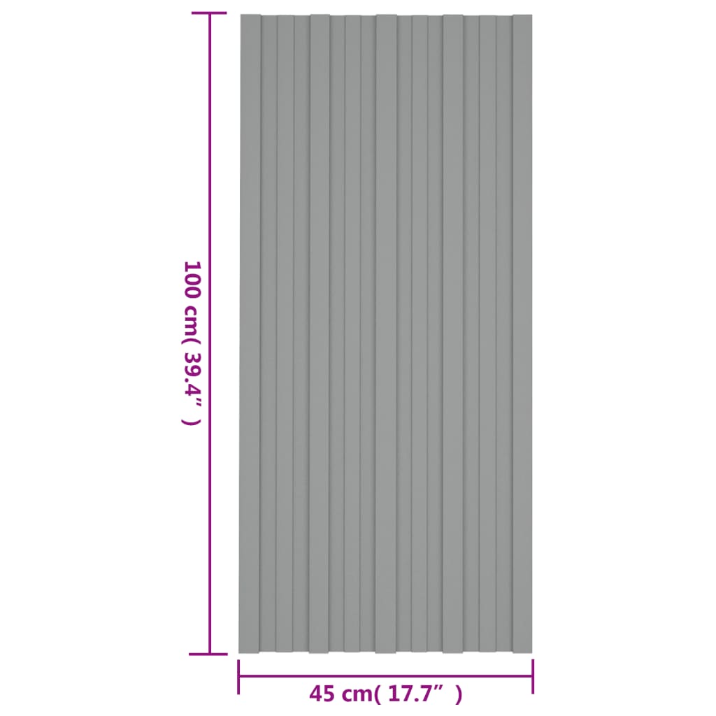 36 db szürke horganyzott acél tetőpanel 100 x 45 cm