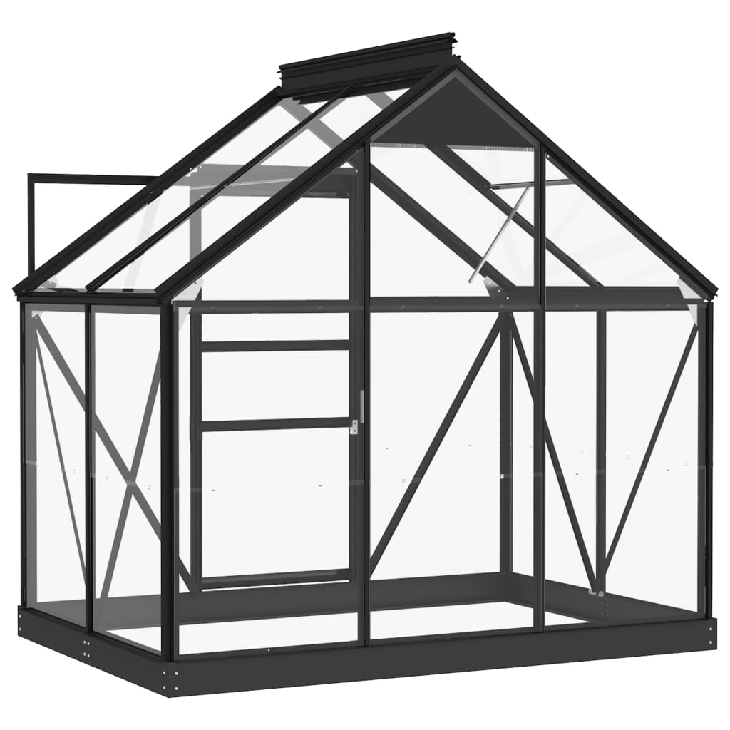 antracitszürke üveg és alumínium melegház 155 x 103 x 191 cm