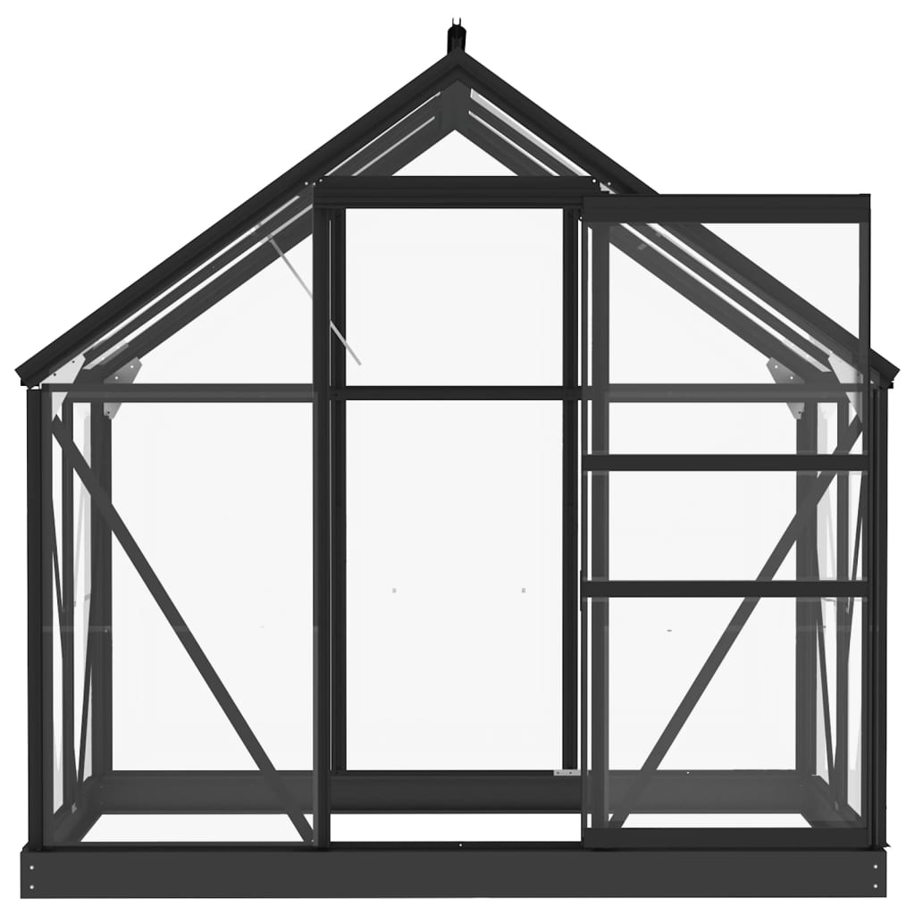 antracitszürke üveg és alumínium melegház 155 x 103 x 191 cm