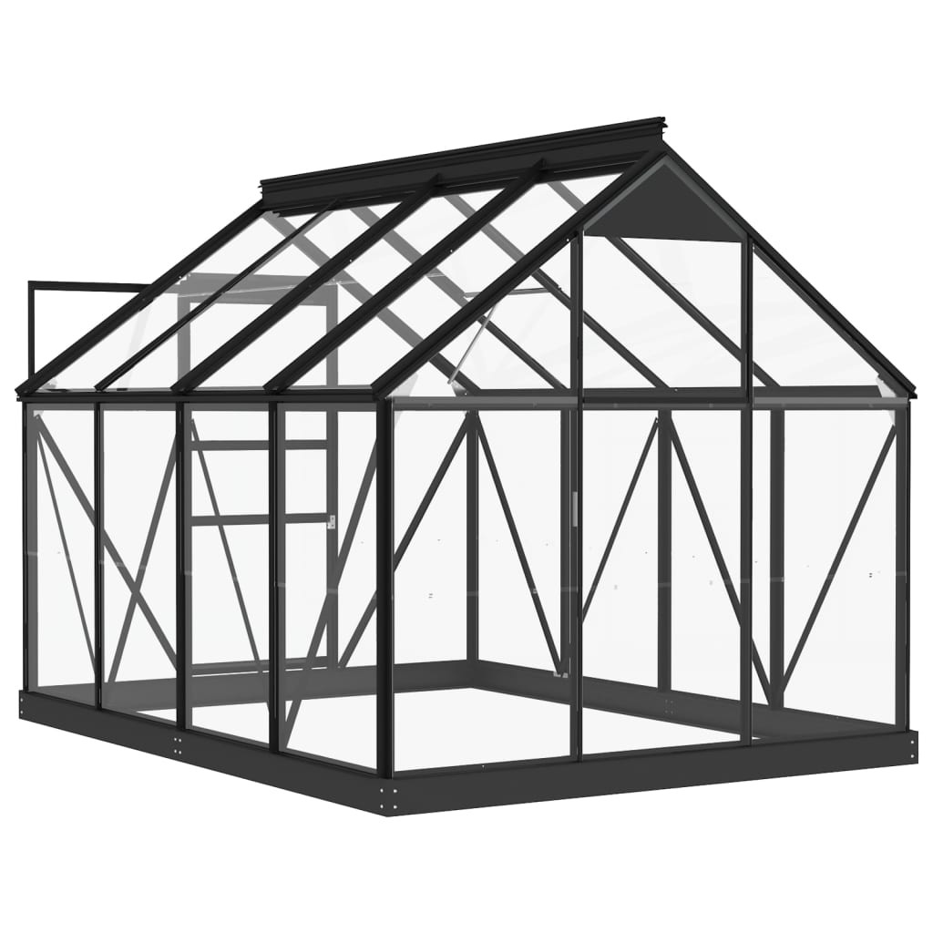 antracitszürke üveg és alumínium melegház 155 x 200,5 x 191 cm