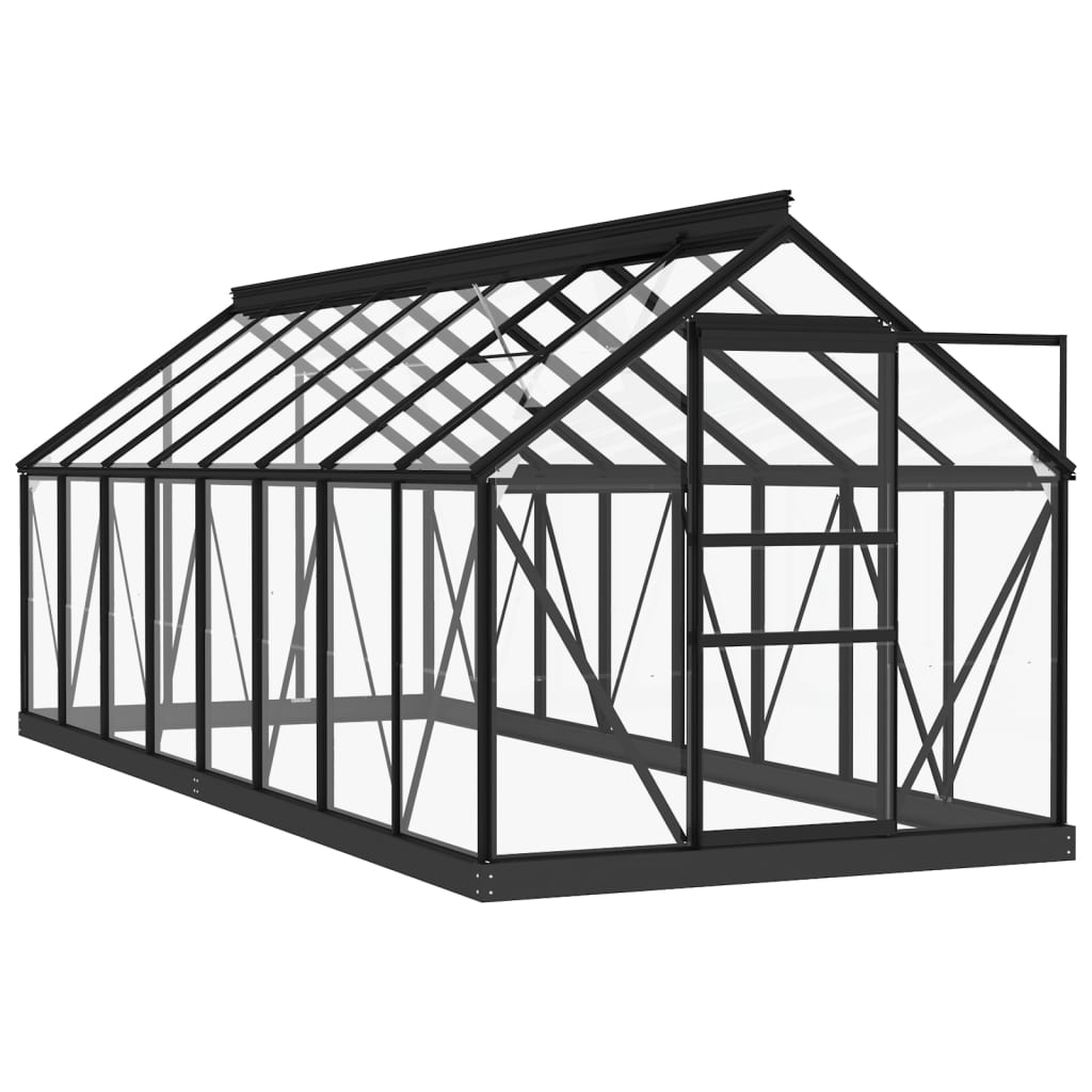 antracitszürke üveg és alumínium melegház 155 x 395,5 x 191 cm