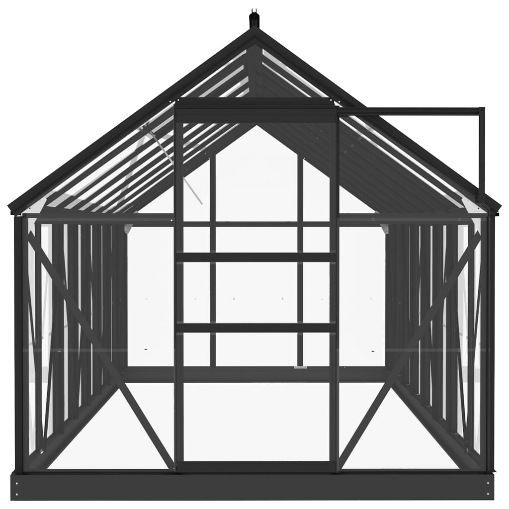 antracitszürke üveg és alumínium melegház 155 x 395,5 x 191 cm