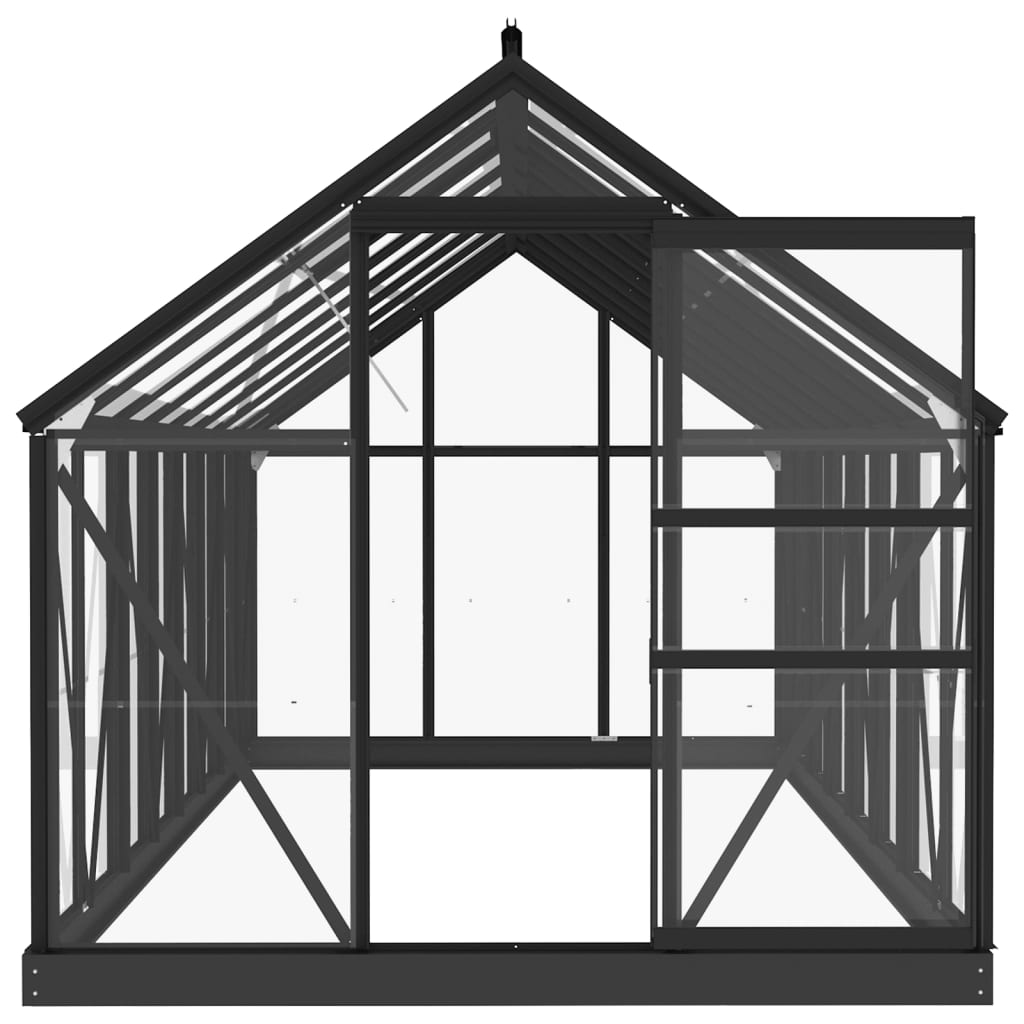 antracitszürke üveg és alumínium melegház 155 x 395,5 x 191 cm