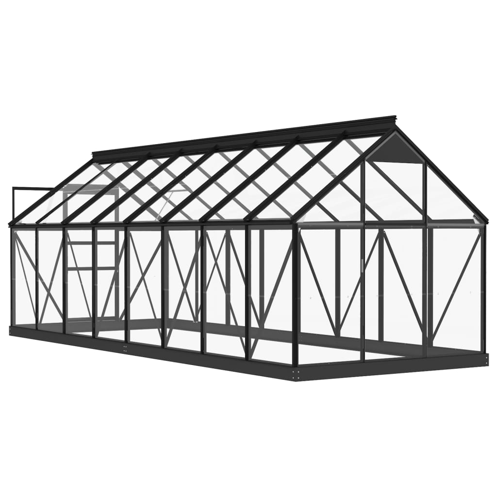antracitszürke üveg és alumínium melegház 155 x 395,5 x 191 cm