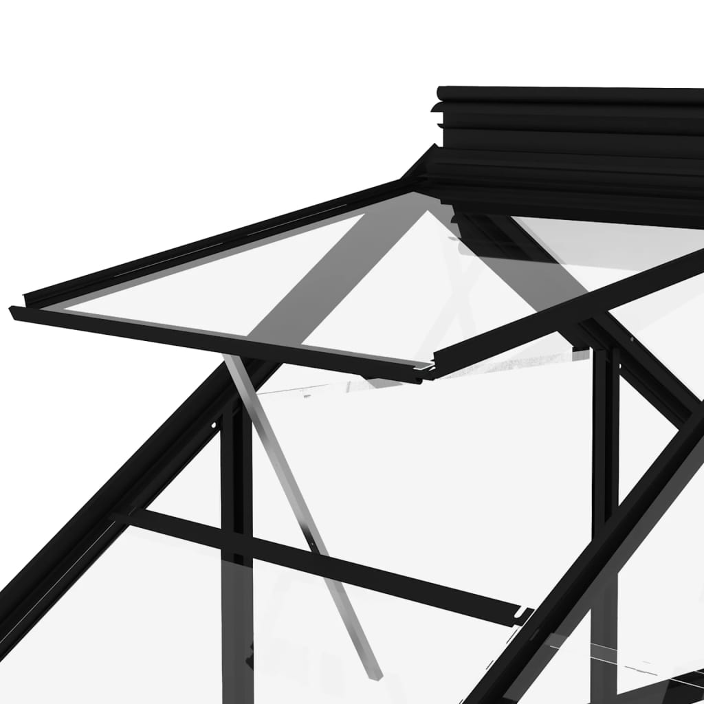 antracitszürke üveg és alumínium melegház 155 x 395,5 x 191 cm
