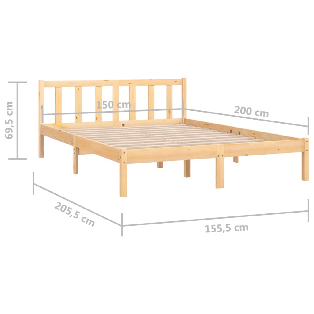 King Size tömör fenyőfa ágykeret 150 x 200 cm