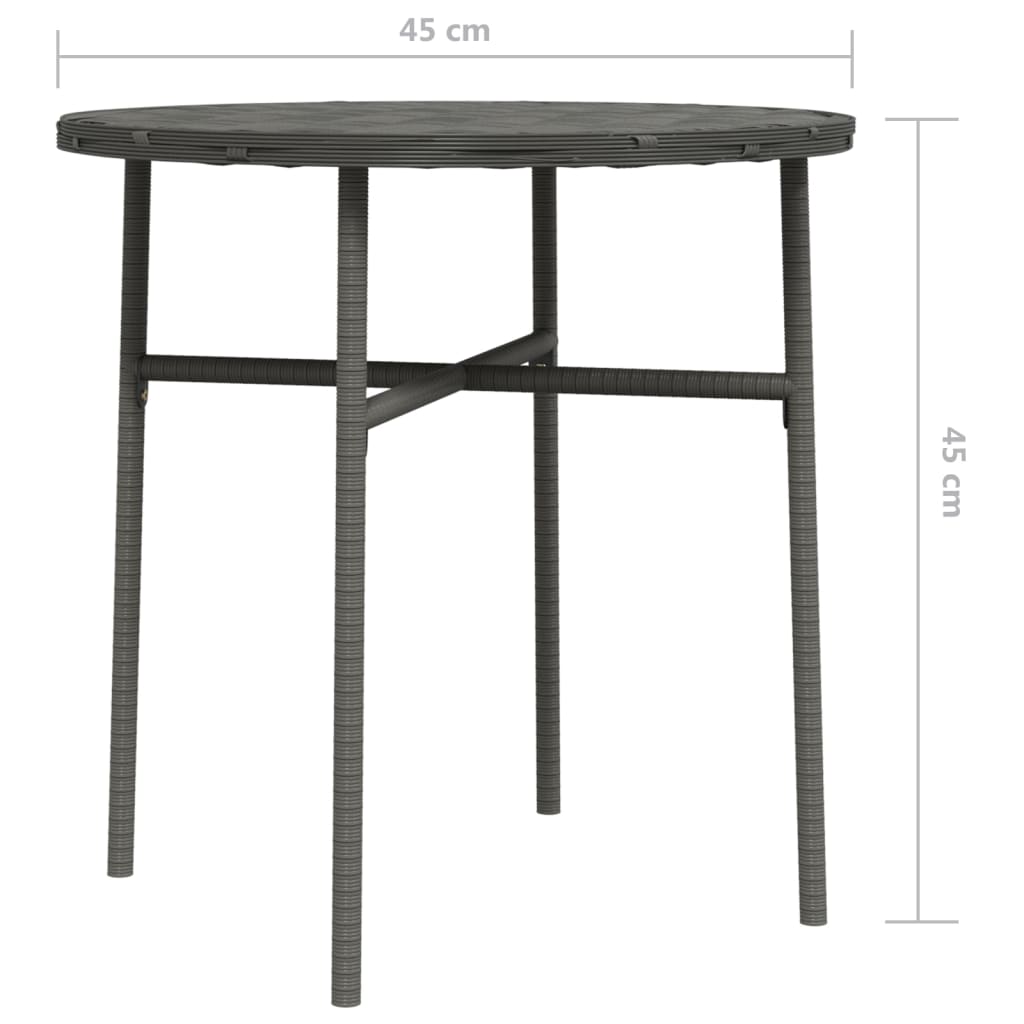 szürke polyrattan teázóasztal 45 cm