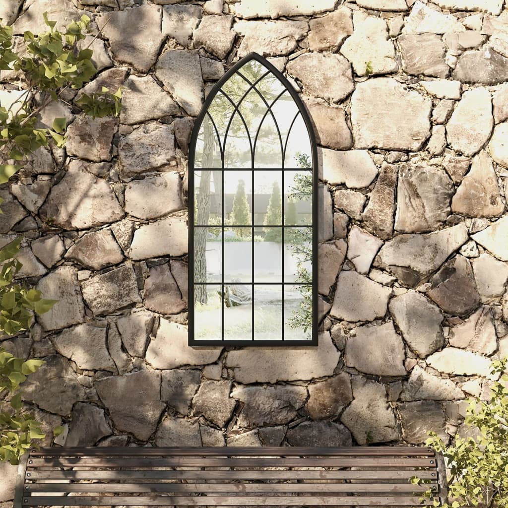 fekete vas kerti tükör kültéri használatra 100 x 45 cm