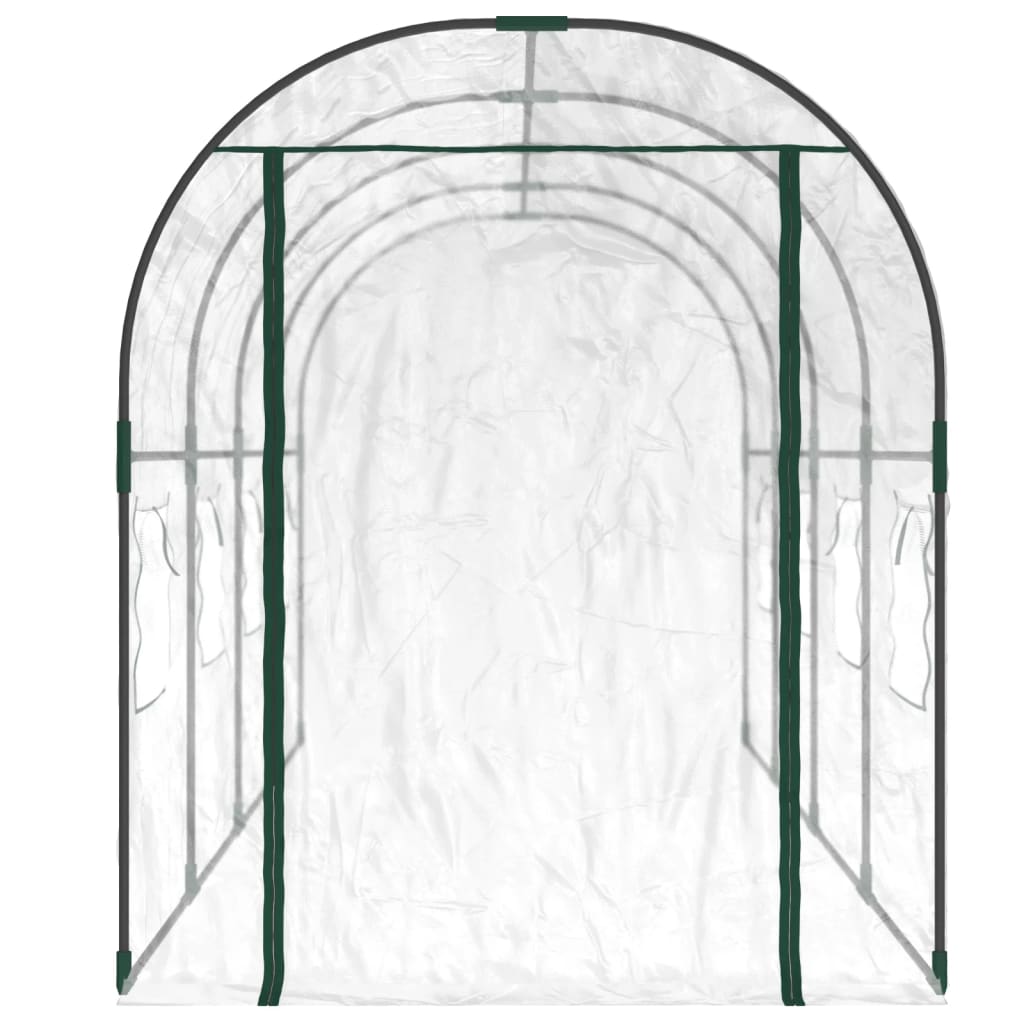 átlátszó PVC és porszórt acél melegház 160 x 400 x 190 cm