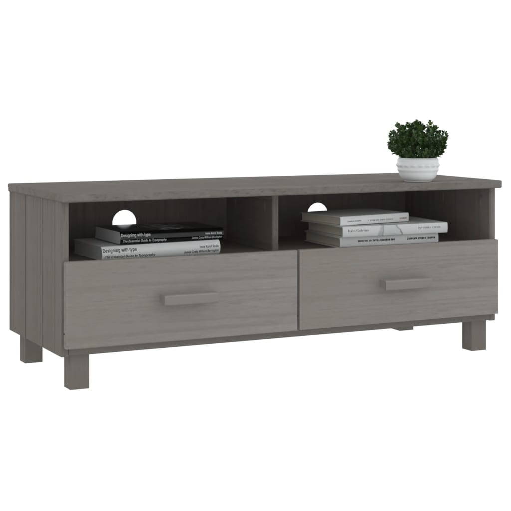 HAMAR világosszürke tömör fenyőfa TV-szekrény 106 x 40 x 40 cm