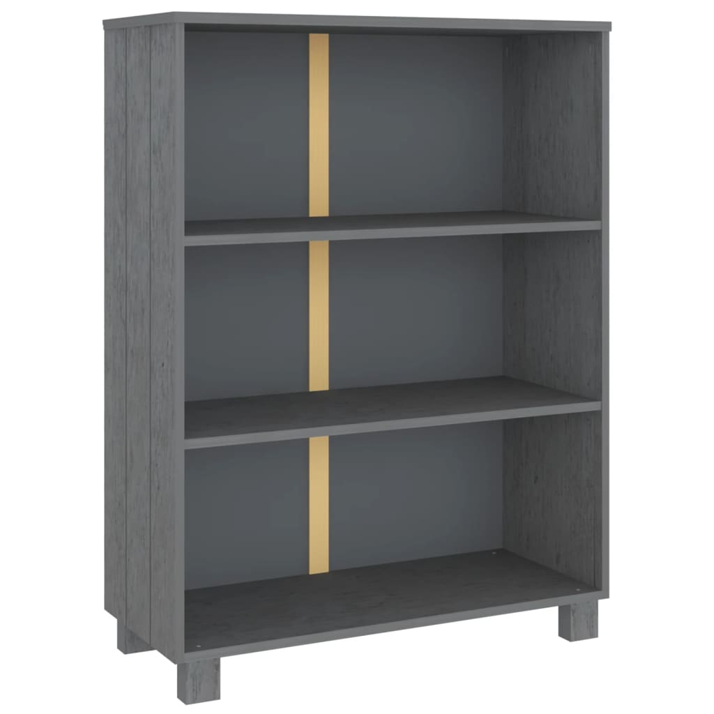 HAMAR sötétszürke tömör fenyőfa könyvszekrény 85 x 35 x 112 cm