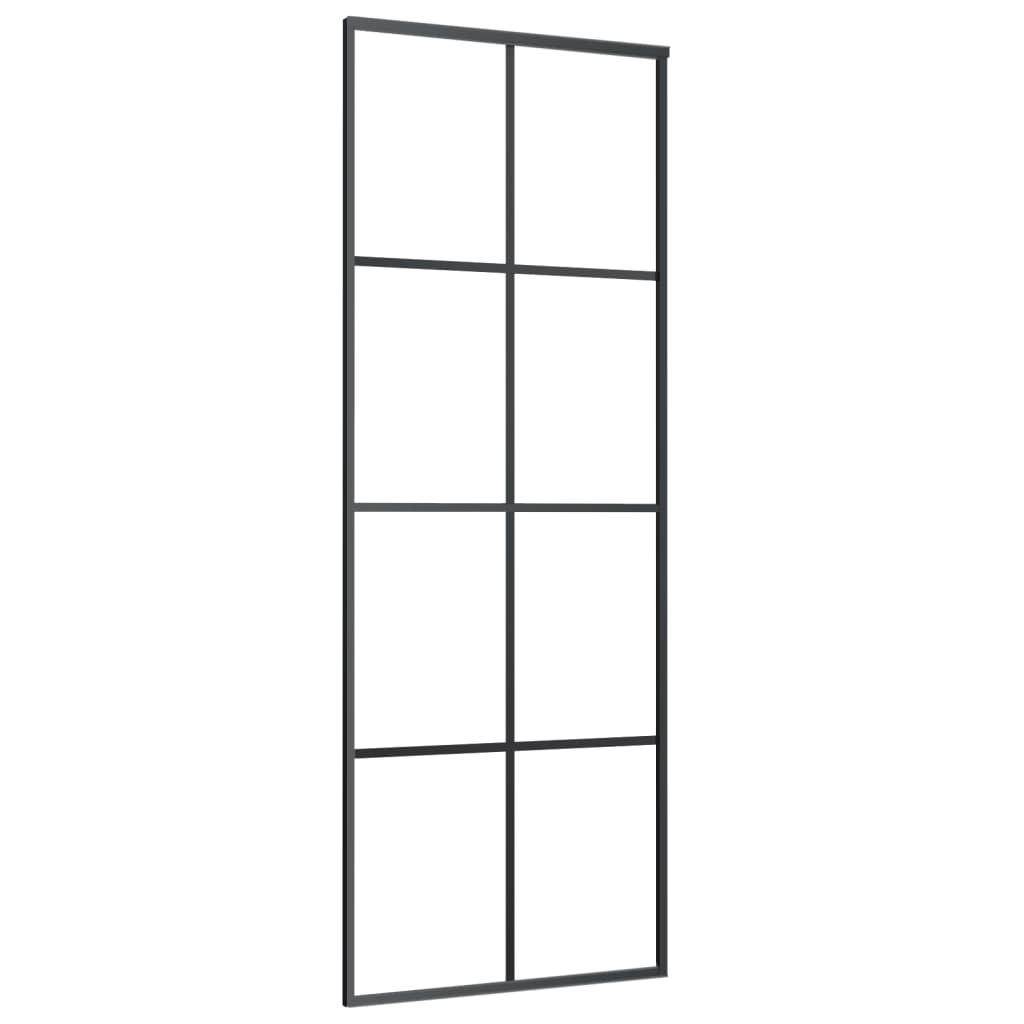 fekete ESG üveg és alumínium tolóajtó 76 x 205 cm