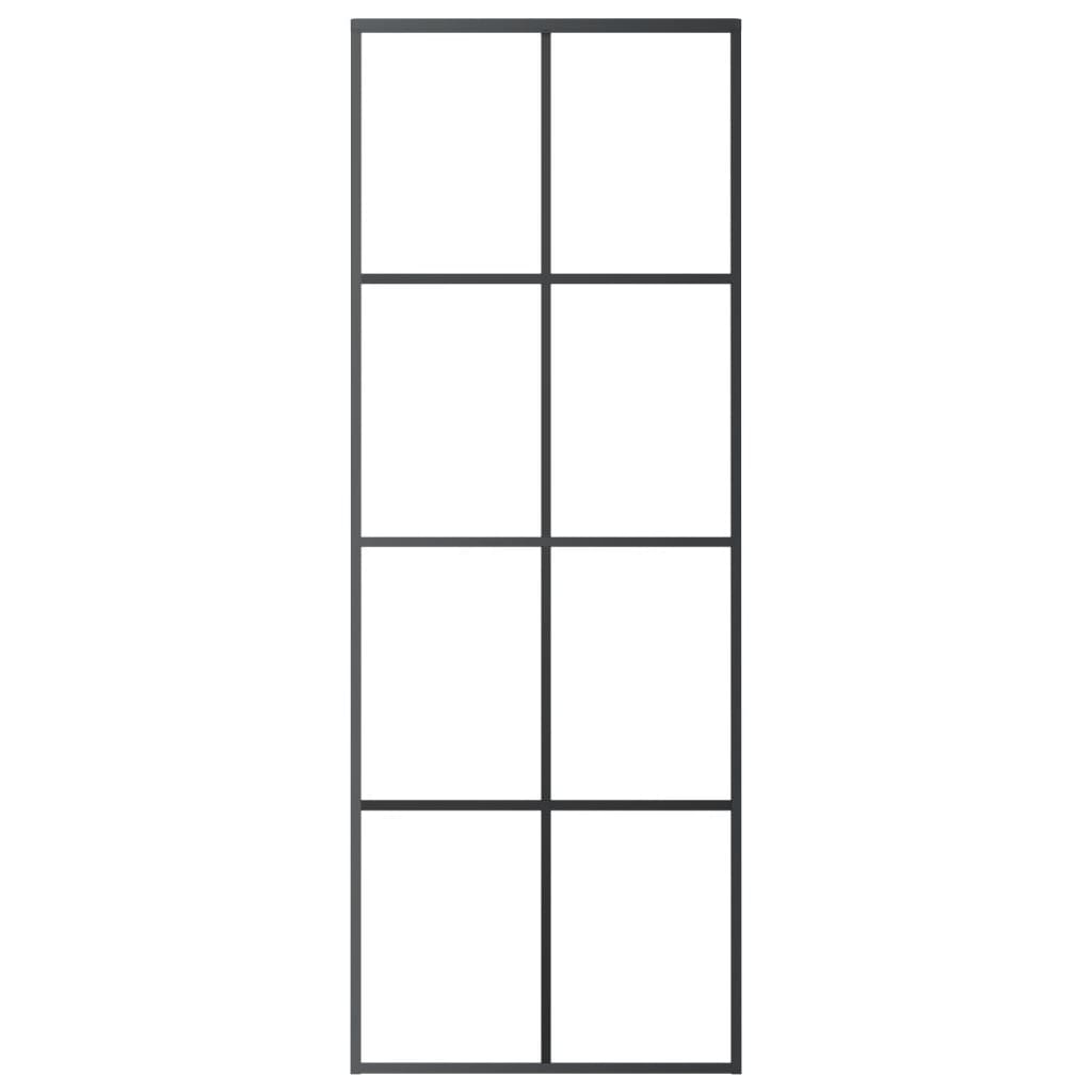 fekete ESG üveg és alumínium tolóajtó 76 x 205 cm