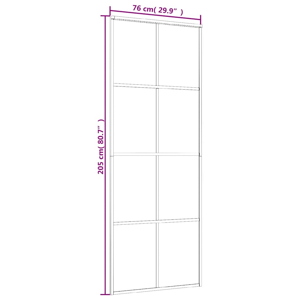 fekete ESG üveg és alumínium tolóajtó 76 x 205 cm