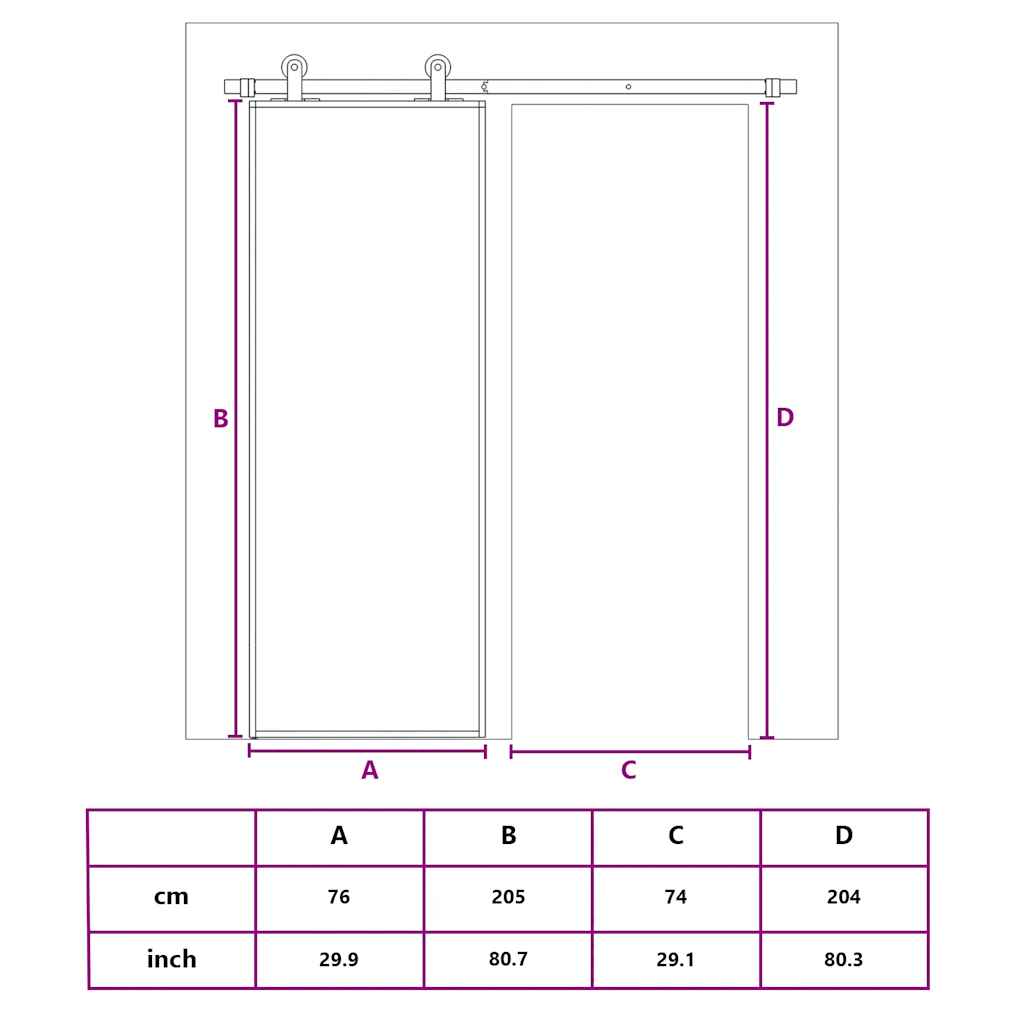fekete ESG üveg és alumínium tolóajtó 76 x 205 cm