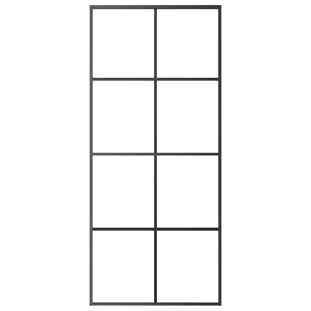 fekete ESG üveg és alumínium tolóajtó 90 x 205 cm