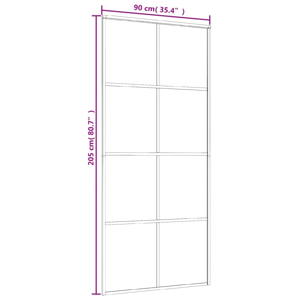 fekete ESG üveg és alumínium tolóajtó 90 x 205 cm