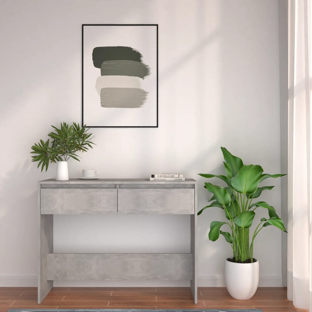 betonszürke szerelt fa dohányzóasztal 100x35x76,5 cm