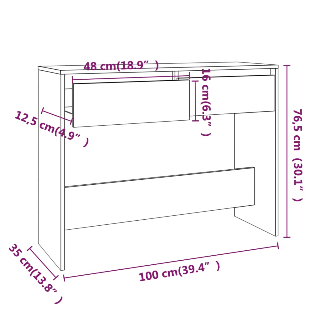 betonszürke szerelt fa dohányzóasztal 100x35x76,5 cm