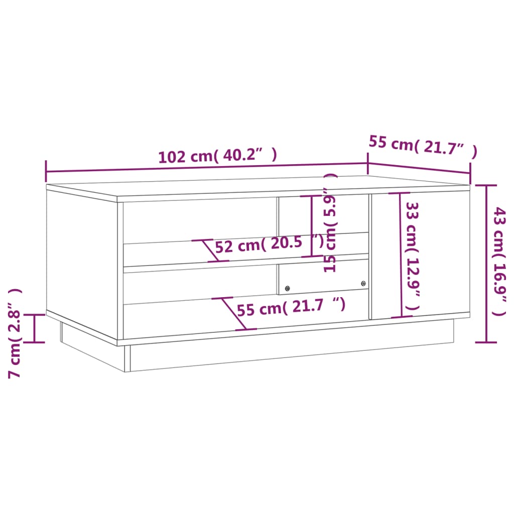 fekete szerelt fa dohányzóasztal 102x55x43 cm