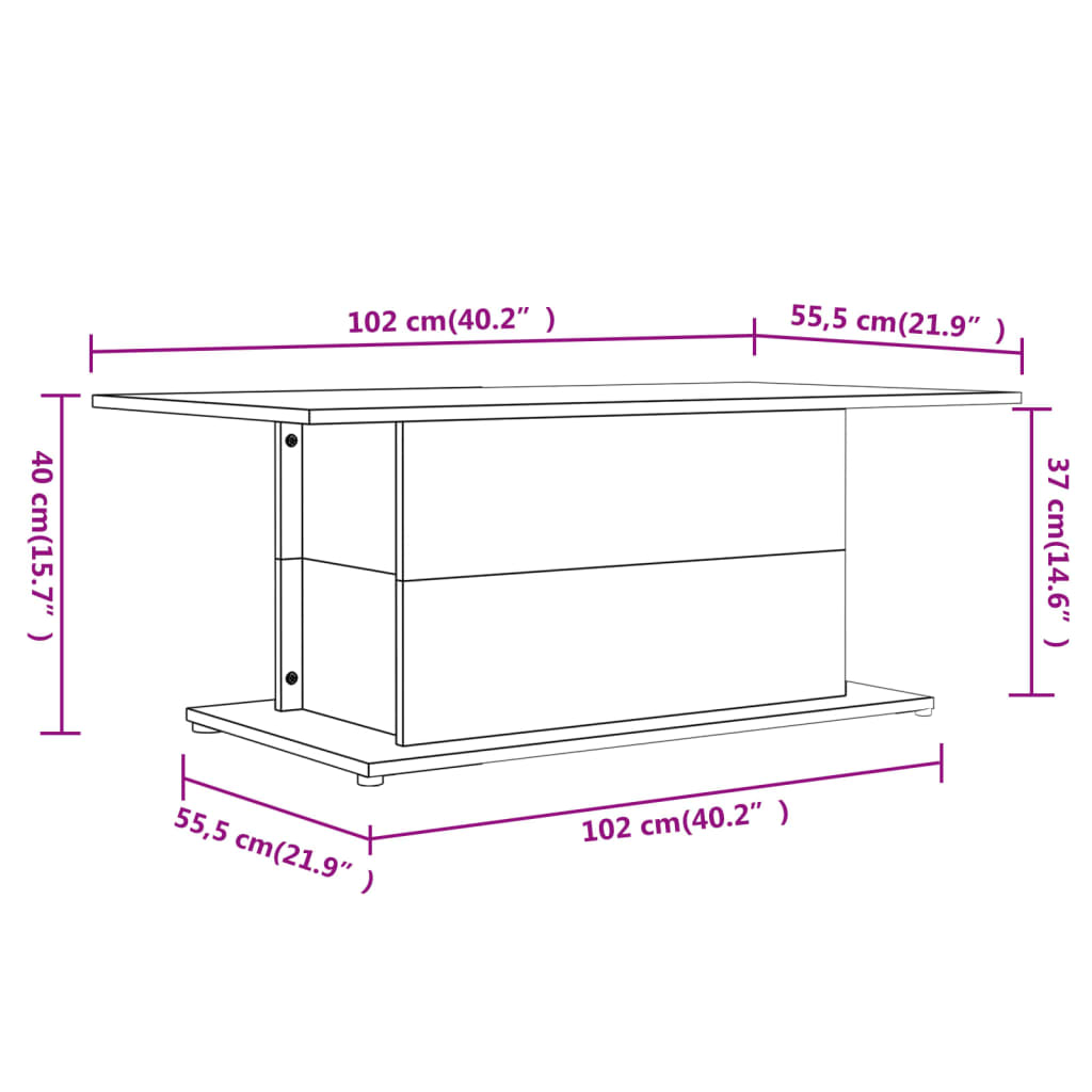 fekete szerelt fa dohányzóasztal 102x55,5x40 cm