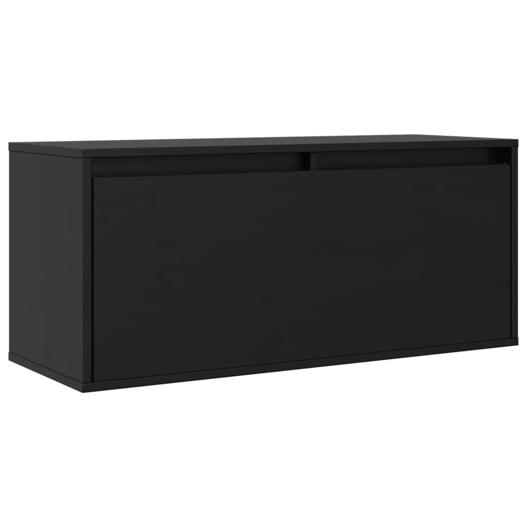fekete tömör fenyőfa faliszekrény 80 x 30 x 35 cm