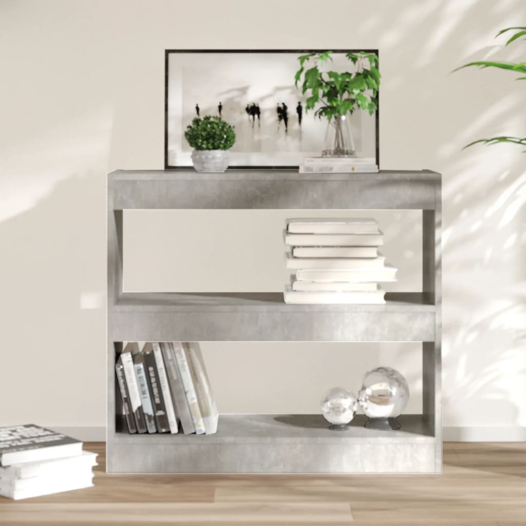 betonszürke térelválasztó könyvszekrény 80 x 30 x 72 cm