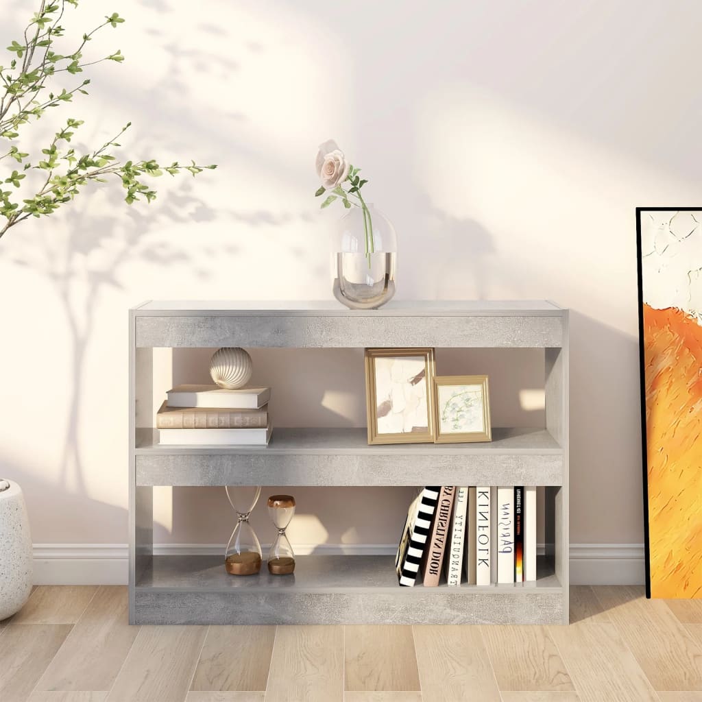 betonszürke térelválasztó könyvszekrény 100 x 30 x 72 cm